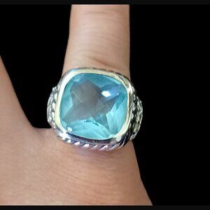 Vintage MX 925 Sterling Silver Chunky Blue Crystal Size 6 Statement Ring